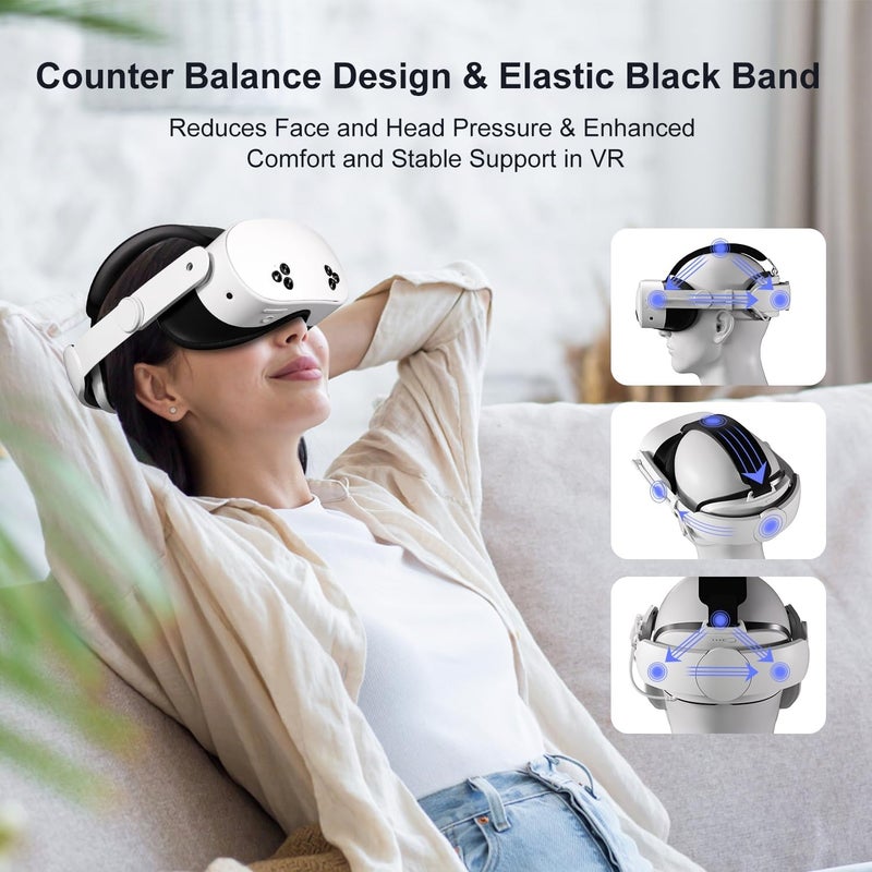 Hurra Head Strap with Battery Compatible with Meta/Oculus Quest 3/ 3S, 10000mAh Fast Charging Detachable Battery Pack Extend 5-7H Playtime, Adjustable Elite Strap Enhanced Support & Balance in VR - Image 5